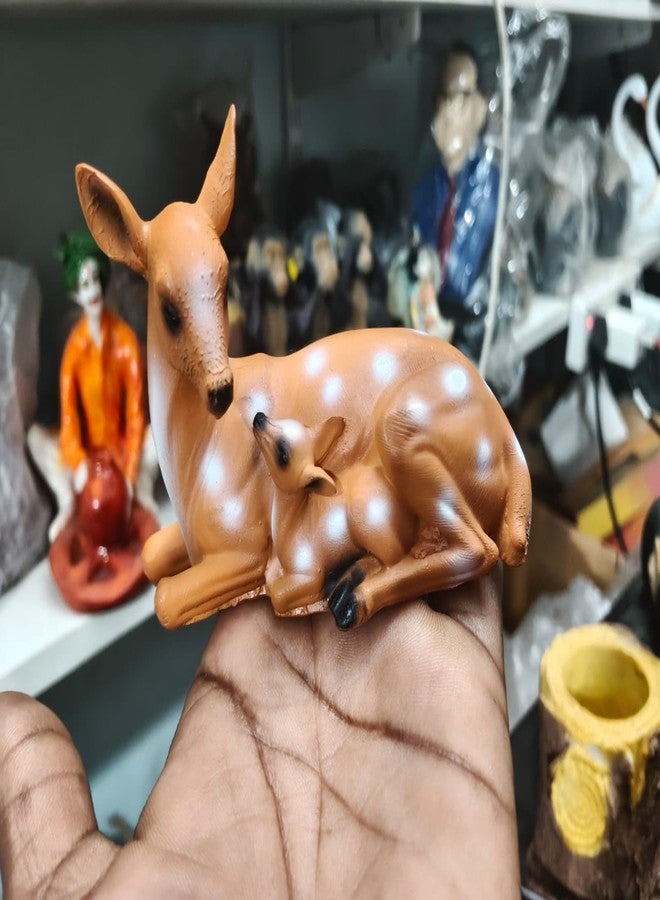 Ramashram Cute Deer with Fawn Figurine - 4 Inch Length x 2.5 Inch Height - Handcrafted Mother & Baby Deer Showpiece for Home Décor, Tabletop & Gift Purpose”- Resin - Image 2