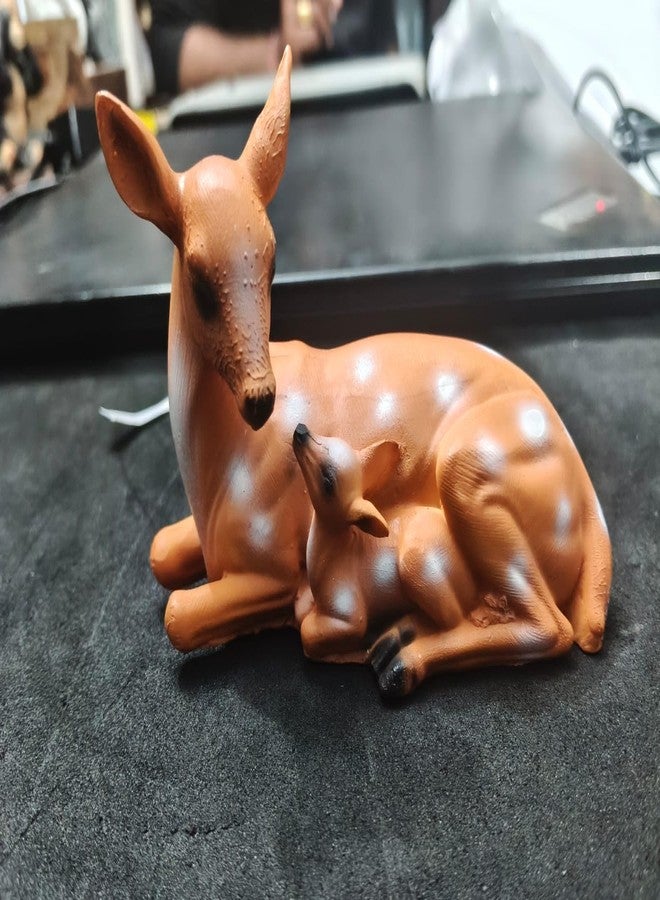 Ramashram Cute Deer with Fawn Figurine - 4 Inch Length x 2.5 Inch Height - Handcrafted Mother & Baby Deer Showpiece for Home Décor, Tabletop & Gift Purpose”- Resin - Image 5