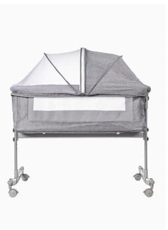 Arabest Grey 3 in 1 Baby Folding Crib Portable Cosleeping Bed With Adjustable Bedside And Sleeper 6 9 Months  - Image 1