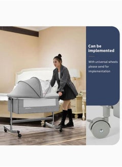 Arabest Grey 3 in 1 Baby Folding Crib Portable Cosleeping Bed With Adjustable Bedside And Sleeper 6 9 Months  - Image 2