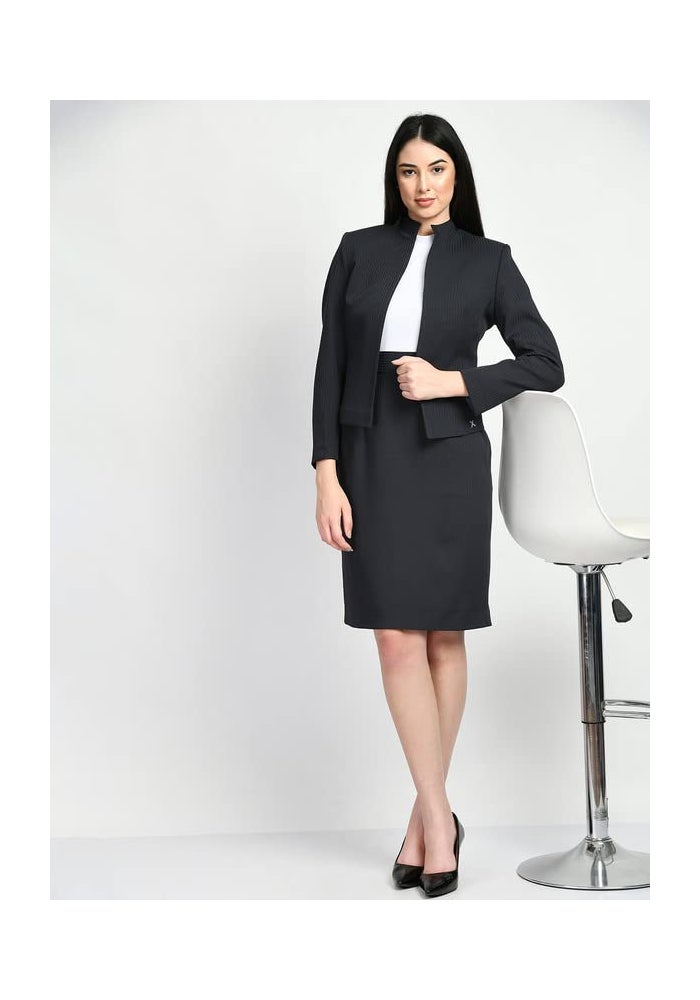 Exude Navy Blue Pencil Skirt for Women - Image 4
