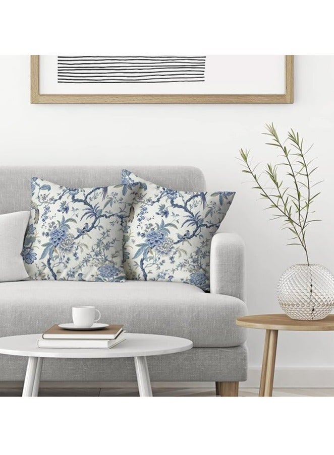 أوليس فيرس  مجموعة 4 أغطية وسائد مزهرية زرقاء من القطيفة القصيرة مقاس 18x18 بوصة - لأريكة السرير وديكور غرفة المعيشة - Image 5