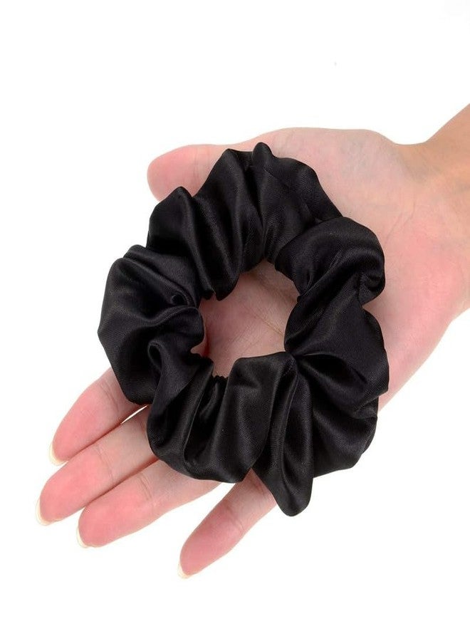 CHIROGRAPHY 10 Pieces Satin Scrunchies Hair Ties Silky Small Elastic Hair Bobbles Ponytail Holders Curly Hair Accessories for Women Girls Kids Adults (Black) - Image 3