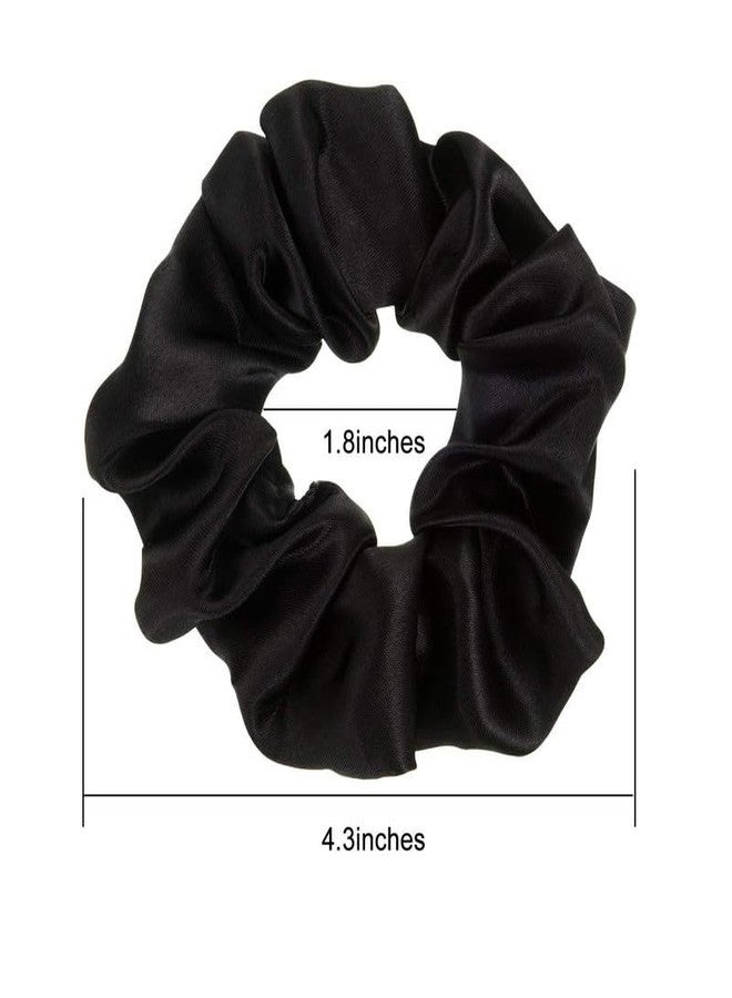 CHIROGRAPHY 10 Pieces Satin Scrunchies Hair Ties Silky Small Elastic Hair Bobbles Ponytail Holders Curly Hair Accessories for Women Girls Kids Adults (Black) - Image 2