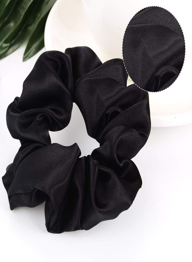 CHIROGRAPHY 10 Pieces Satin Scrunchies Hair Ties Silky Small Elastic Hair Bobbles Ponytail Holders Curly Hair Accessories for Women Girls Kids Adults (Black) - Image 5