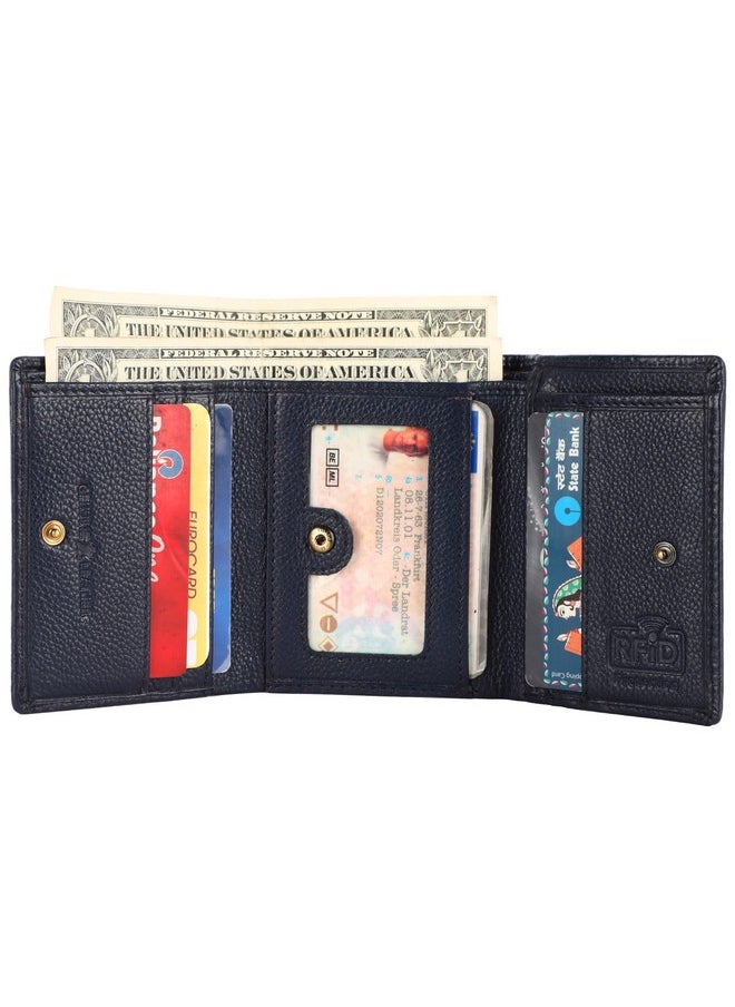 HAMMONDS FLYCATCHER HAMMONDS FLYCATCHER Genuine Leather Wallet for Men, RFID Protected Leather Purse for Men, Money Purse for Men, Tri-Fold Wallet, 5 Card Slots, 2 ID Slots, Hidden Pockets, Metal Snap Button, Croc Blue  - Image 5