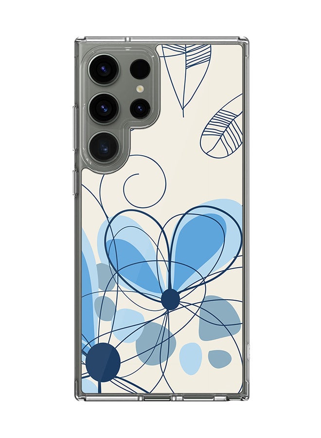 Stylizedd Classic Clear Case for Samsung Galaxy S25 Ultra , Hybrid Soft Case Flexible Edges TPU PC Gel Thin Transparent Cover - Daisy Lines Full Print - Image 1