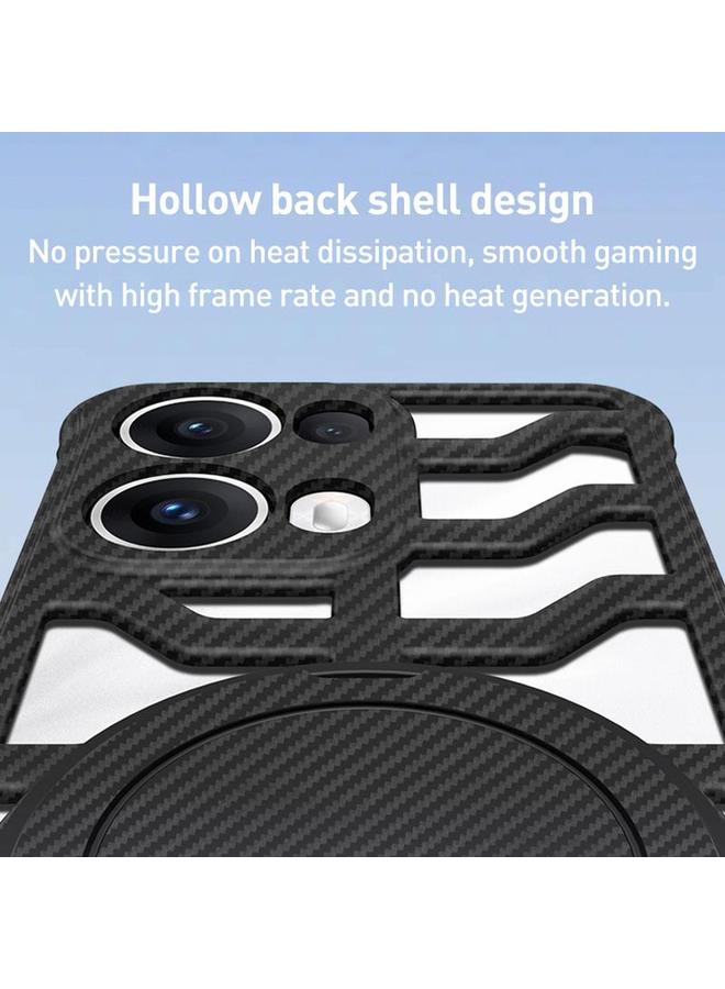 S-TOP Case For OPPO Reno13 Global Hollow Carbon Fiber Rotating Bracket MagSafe Phone Case - Image 4