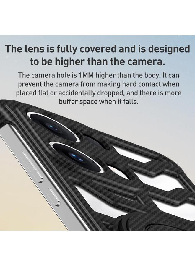 S-TOP Case For OPPO Reno13 Global Hollow Carbon Fiber Rotating Bracket MagSafe Phone Case - Image 5