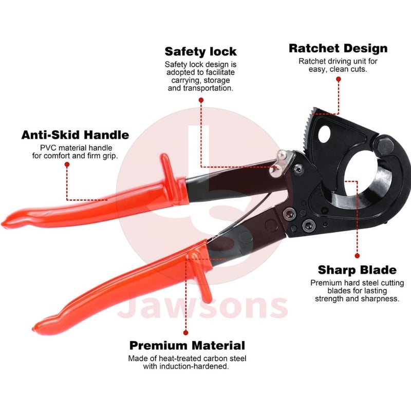 Jawsons Heavy Duty Ratchet Cable Cutter OneHanded Precision Forged Blades 32mm Max Cutting Range Copper Aluminum Wire Cutter Compact Ergonomic Design - Image 3