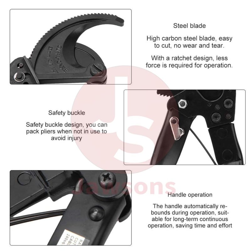 Jawsons Heavy Duty Ratchet Cable Cutter OneHanded Precision Forged Blades 32mm Max Cutting Range Copper Aluminum Wire Cutter Compact Ergonomic Design - Image 4