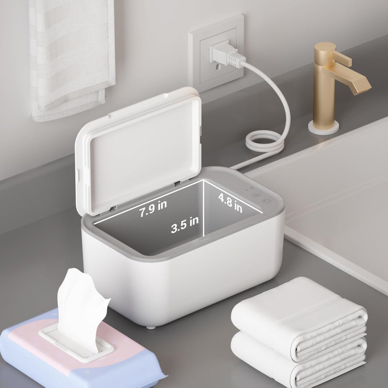 chefhandy Baby Wipe Warmer, Wipe Warmer and Baby Wet Wipes Dispenser, Smart Precise Temperature Control Large Capacity Evenly Overall Heating Silence, Wipes Warmer for Babies Portable Wipe Warmer (White) - Image 2
