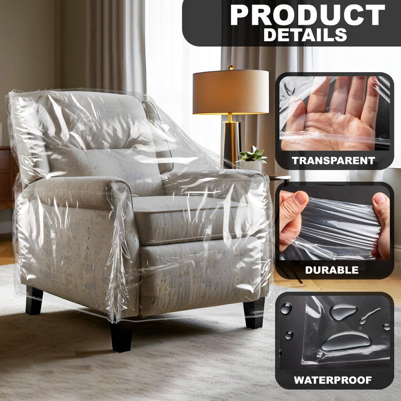 Besti Plastic Recliner Armchair Cover for Pets - Chair Protection from Dog and Cat Pee, Fur, Hair, Bite, Scratch - Heavy-Duty Thick Clear Furniture Cushion Slipcover Seat Protector - Image 3