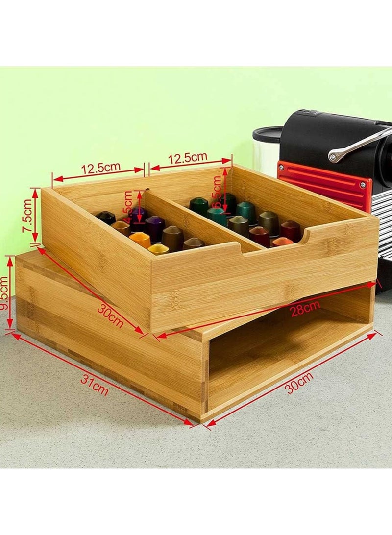 Tea Bags Sugar Coffee Capsule Holder Capsule Holder Capsule Holder Drawer Made of Natural Beech Wood 31 x 30.5 x 9.5 cm - Image 4