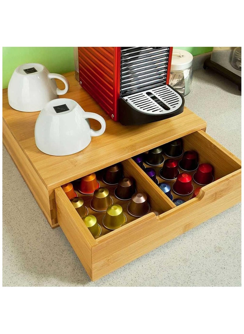 Tea Bags Sugar Coffee Capsule Holder Capsule Holder Capsule Holder Drawer Made of Natural Beech Wood 31 x 30.5 x 9.5 cm - Image 2