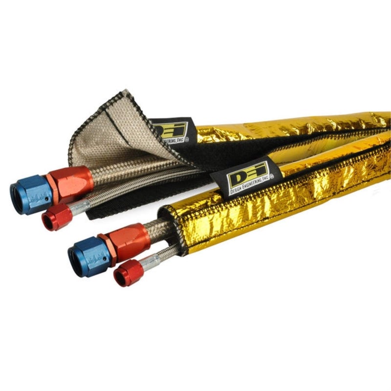 Design Engineering 010458 Heat Shroud Gold 1/2" - 1-1/4" I.D. x 3ft Line Sleeving Hi-Temp Protection up to 800°F (with Hook and Loop Closure) - Image 4