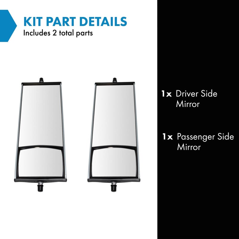 TRQ West Coast Mirrors Manual 16 x 6.5 Inch Aluminum Convex Left and Right Compatible with 00â€“17 Ford F-650 97â€“09 Chevrolet T6500 97â€“09 GMC T6500 11â€“18 Ram 4500 00â€“19 Volvo VNL 02â€“17 Isuzu NPR - Image 2