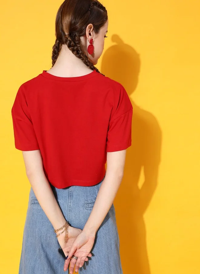 STREET 9 Red Graphic Print T-Shirt for Women