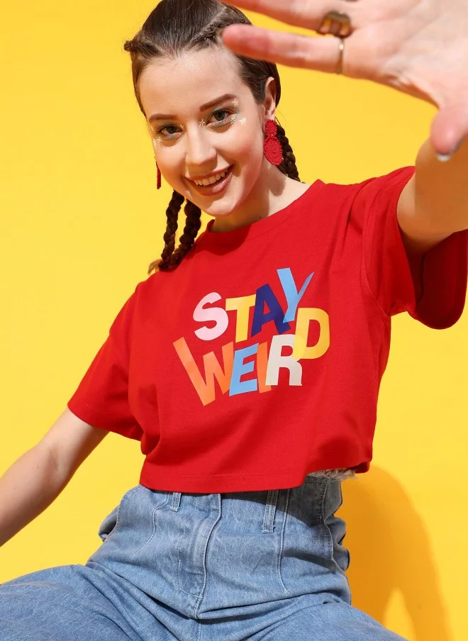 STREET 9 Red Graphic Print T-Shirt for Women