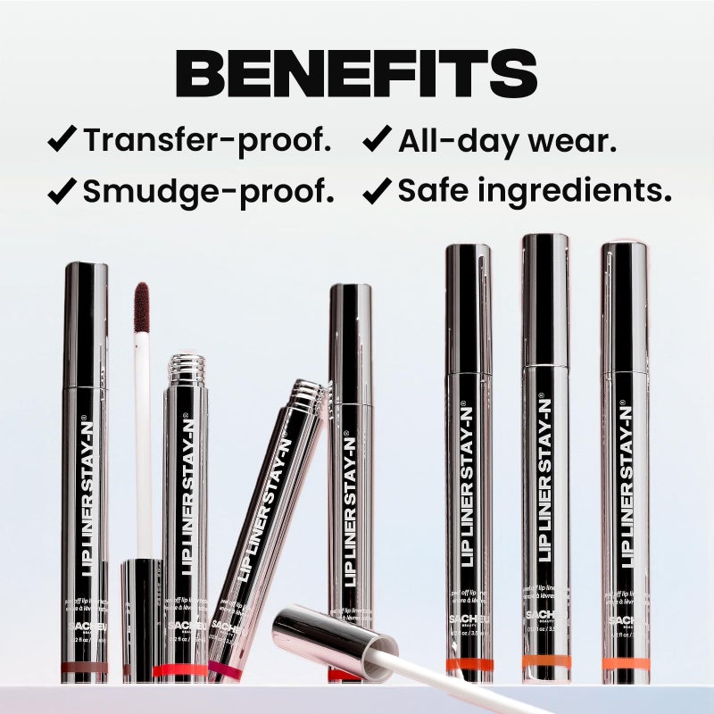 Sacheu قلم تحديد الشفاه Sacheu STAY-N Peel Off Lip Stain - صبغة شفاه مقاومة للماء تدوم طويلاً مع حمض الهيالورونيك وفيتامين E - لمسة نهائية غير قابلة للنقل، نباتي وخالي من القسوة (SINamon) - Image 4