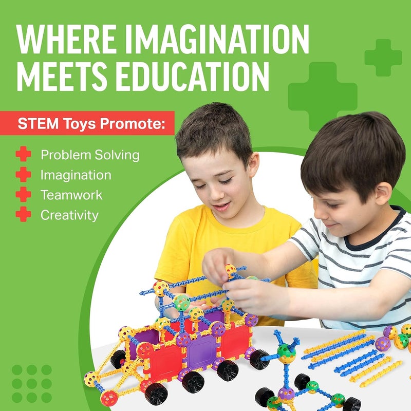 STEM Master Educational Building Blocks Kit, 176 Pieces, Ages 4-8, Easter Basket Stuffers Gifts for Kids - Image 3