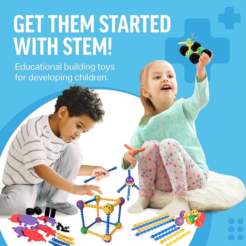 STEM Master Educational Building Blocks Kit, 176 Pieces, Ages 4-8, Easter Basket Stuffers Gifts for Kids - Image 2
