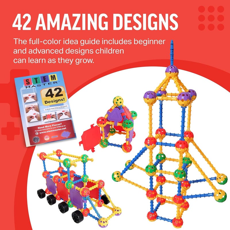STEM Master Educational Building Blocks Kit, 176 Pieces, Ages 4-8, Easter Basket Stuffers Gifts for Kids - Image 5