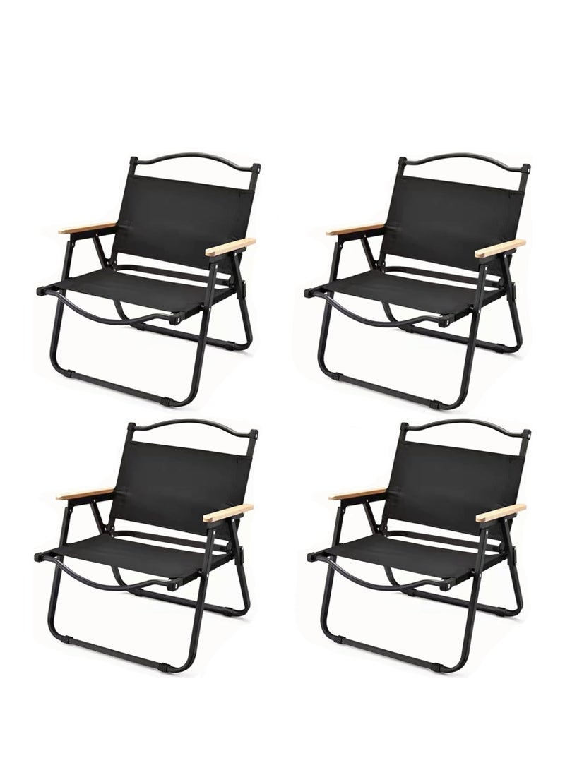 4pcs التخييم كرسي مضغوط للطي كرسي المحمولة ، مع حقيبة جانبية ، مناسبة للصيد في الهواء الطلق ، المشي لمسافات طويلة ، على ظهره ، نزهة ، الشاطئ ، والسفر ، مع 250 رطلا ، فضلا عن تخزين حقيبة ( أسود ) - Image 1