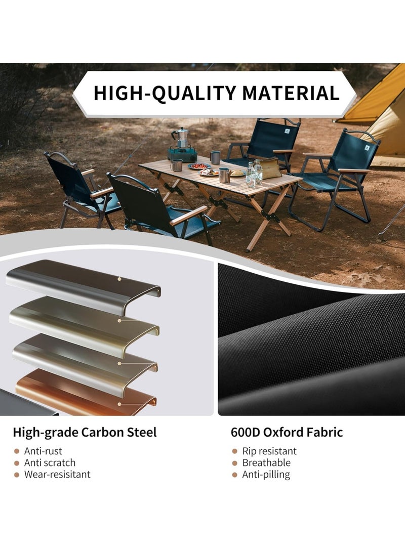 4pcs التخييم كرسي مضغوط للطي كرسي المحمولة ، مع حقيبة جانبية ، مناسبة للصيد في الهواء الطلق ، المشي لمسافات طويلة ، على ظهره ، نزهة ، الشاطئ ، والسفر ، مع 250 رطلا ، فضلا عن تخزين حقيبة ( أسود ) - Image 4