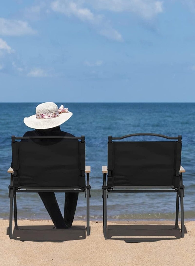 4pcs التخييم كرسي مضغوط للطي كرسي المحمولة ، مع حقيبة جانبية ، مناسبة للصيد في الهواء الطلق ، المشي لمسافات طويلة ، على ظهره ، نزهة ، الشاطئ ، والسفر ، مع 250 رطلا ، فضلا عن تخزين حقيبة ( أسود ) - Image 5