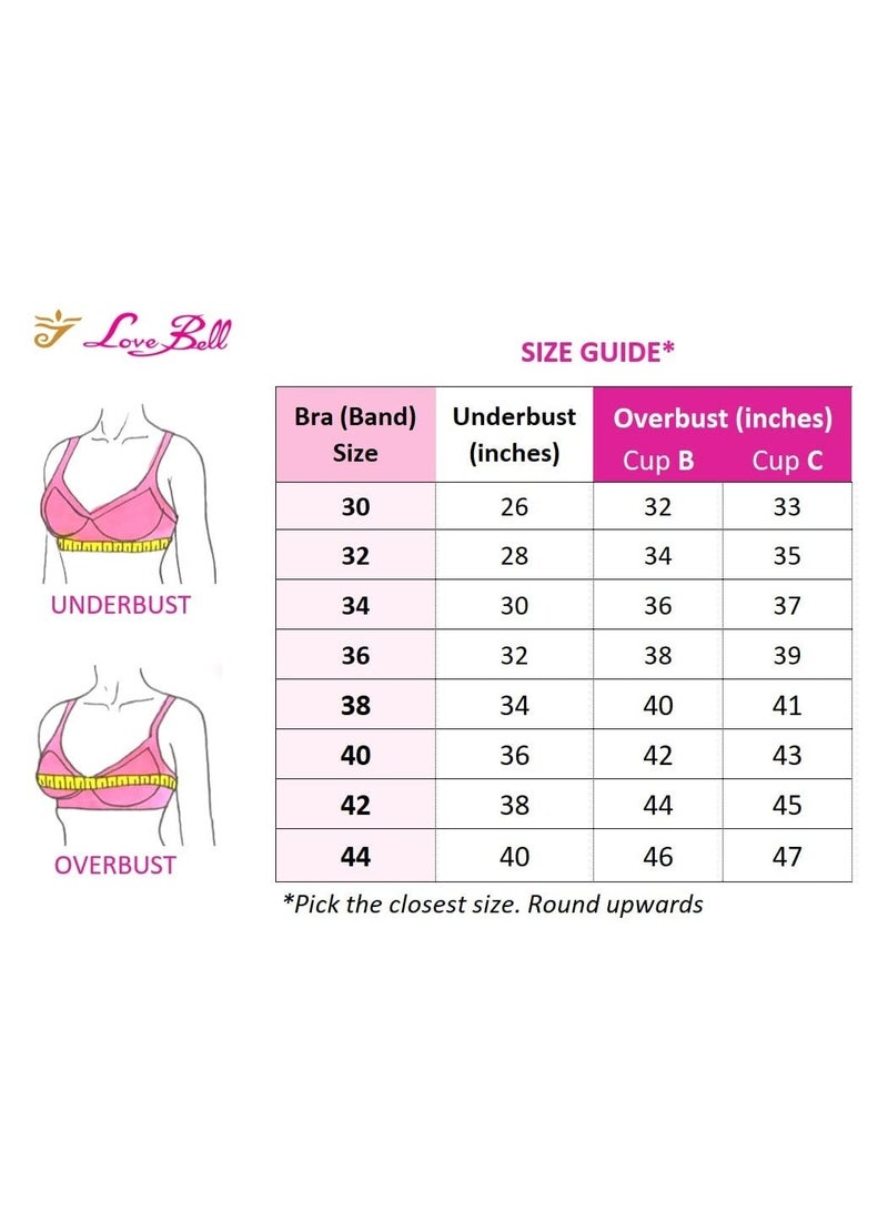 Love Bell Women's Everyday Padded Bra - Full Coverage - Premium Cotton - Lovebell Woman Wirefree T-shirt Bra (C, Ice Blue, 34-C) - Image 2