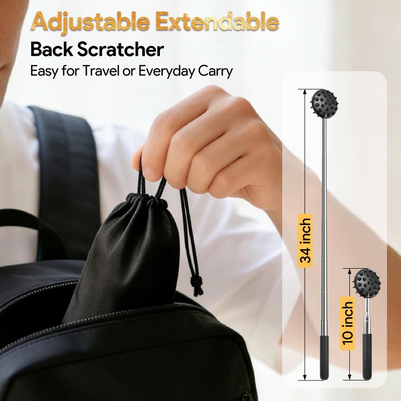 TUKUOS Telescoping Back Scratcher with 5 Detachable Scratching Heads, Valentines Day Gifts for Him Men, Anniversary Birthday Gifts for Men Women Back Scratcher for Men/Dad/Women/Adults - Image 3