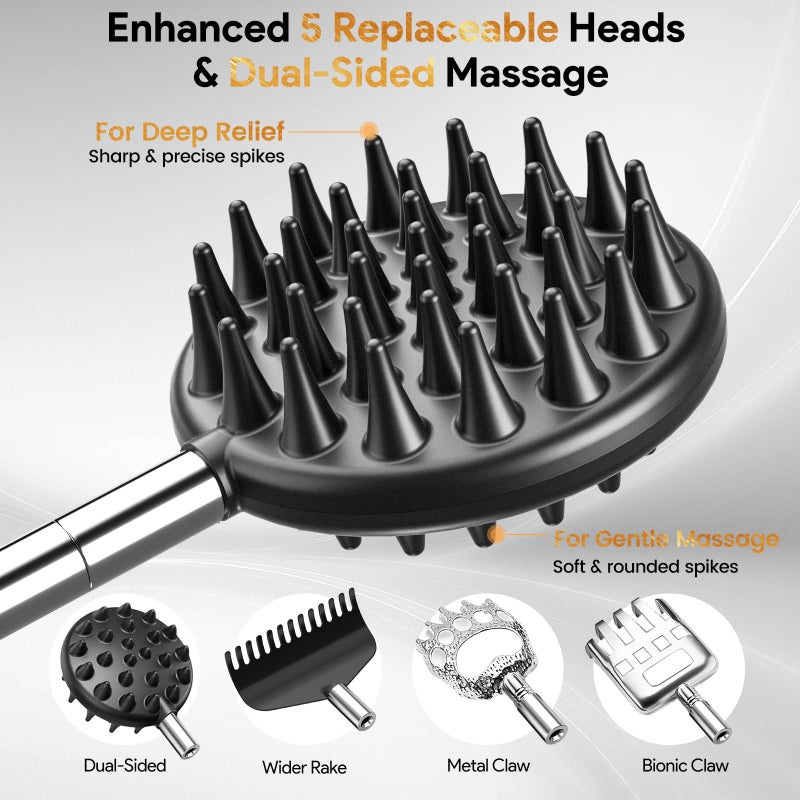 TUKUOS Telescoping Back Scratcher with 5 Detachable Scratching Heads, Valentines Day Gifts for Him Men, Anniversary Birthday Gifts for Men Women Back Scratcher for Men/Dad/Women/Adults - Image 2