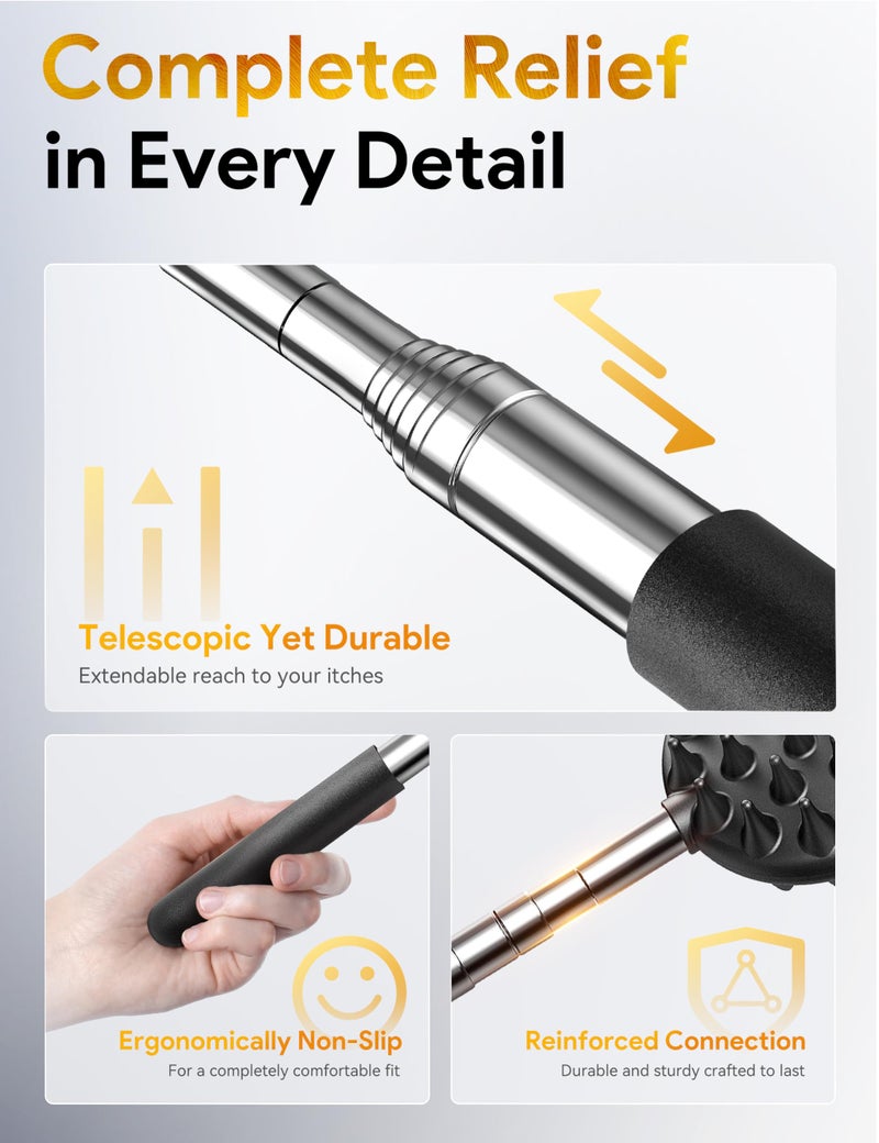 TUKUOS Telescoping Back Scratcher with 5 Detachable Scratching Heads, Valentines Day Gifts for Him Men, Anniversary Birthday Gifts for Men Women Back Scratcher for Men/Dad/Women/Adults - Image 5