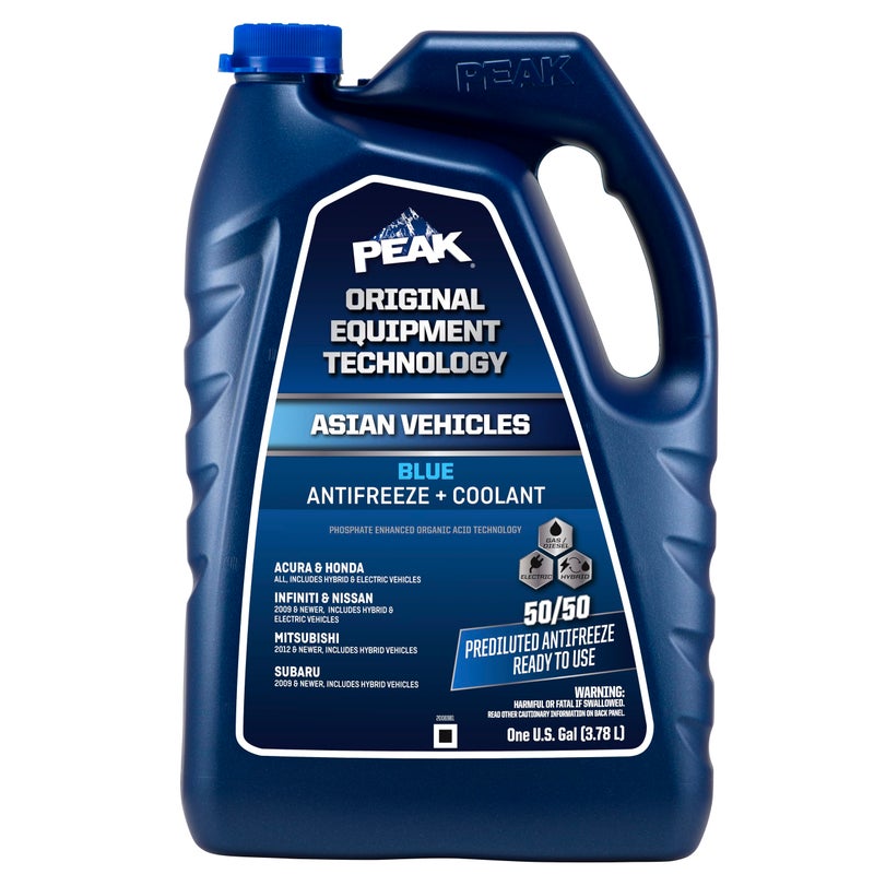 PEAK OET Extended Life Blue 5050 Prediluted AntifreezeCoolant for Asian Vehicles 1 Gal