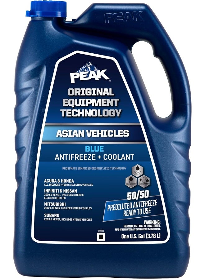 PEAK سائل تبريد مضاد للتجمد PEAK OET للحياة الممتدة باللون الأزرق 5050 للسيارات الآسيوية 1 جالون - Image 1