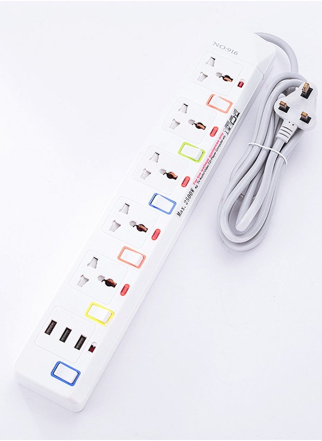 ZCM-HAPPY Multi-Purpose Power Strip Extension with USB Sockets  - Image 1