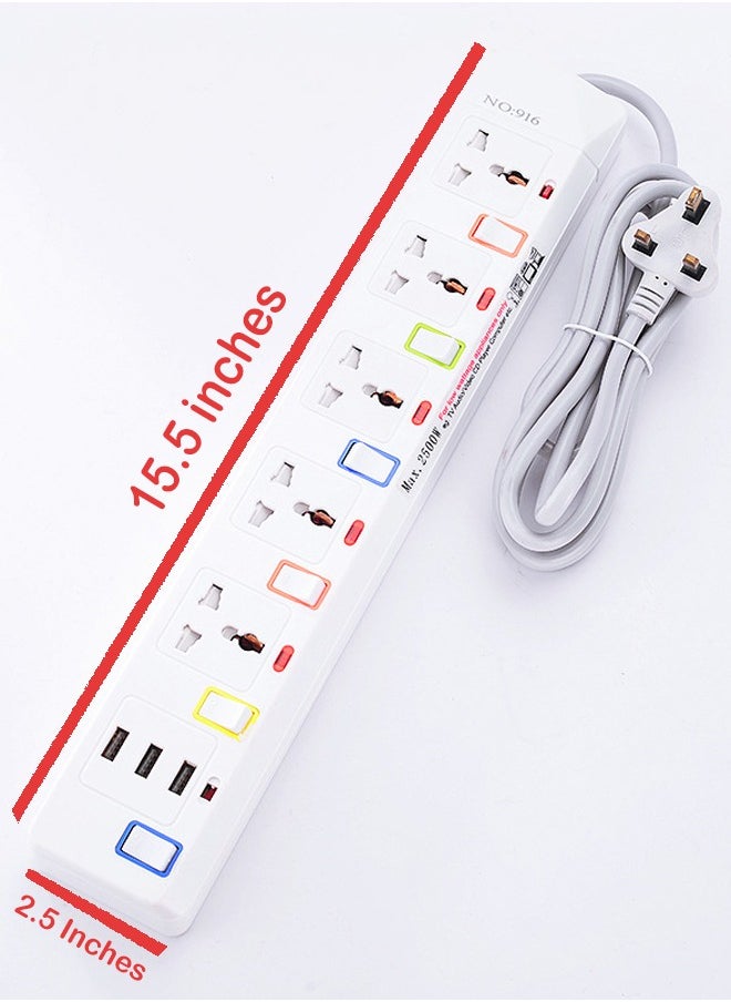 ZCM-HAPPY Multi-Purpose Power Strip Extension with USB Sockets  - Image 2