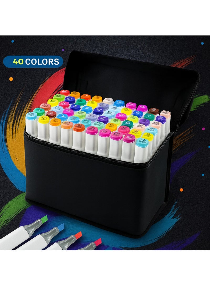 40 Colors Dual Tip Art Marker Set, Permanent Markers,for Coloring, Drawing, and Card Making - Image 4