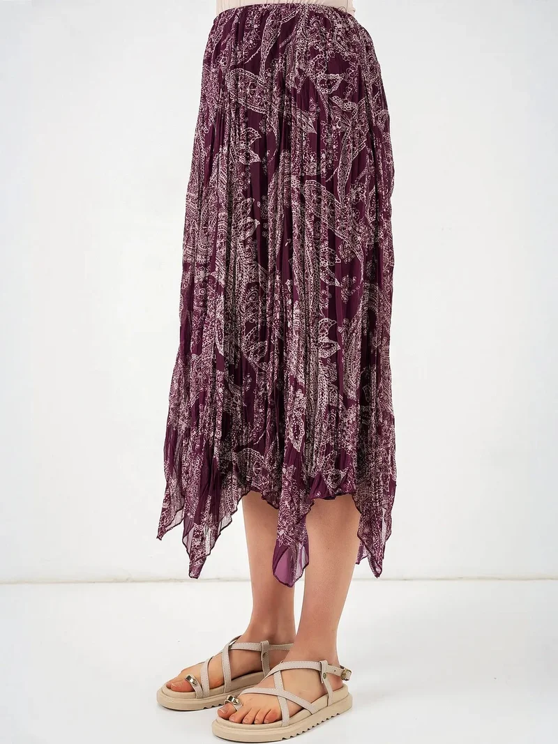 BIG DART BDART High Waist A-Line Midi Skirt in Paisley Print