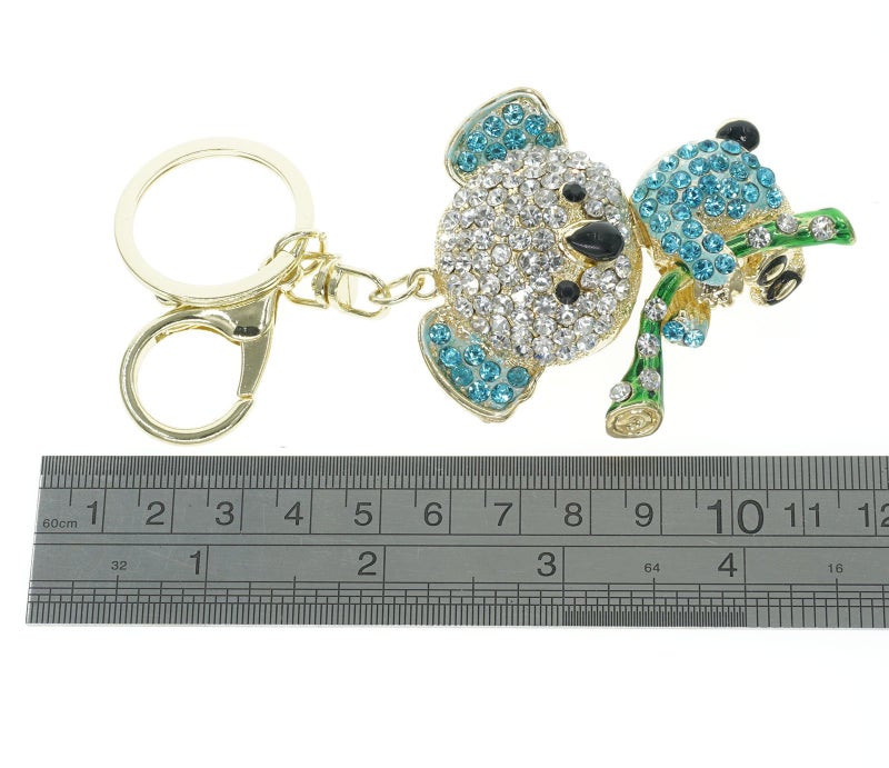 Cooplay Cute Lovely Koala Bear Animal Diamond Crystal Rhinestone Gold Crystal Keychain Charm Pendent Beautiful Accessories The Best Gift for Girl Women Purse Handbag Bag Keyrings (Blue) - Image 3