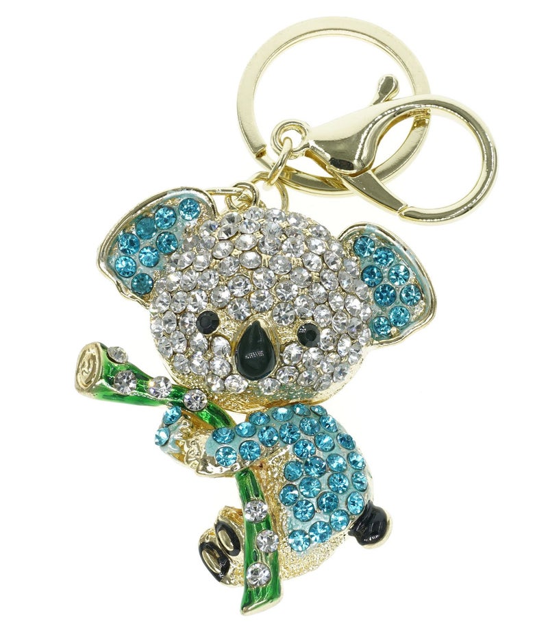 Cooplay Cute Lovely Koala Bear Animal Diamond Crystal Rhinestone Gold Crystal Keychain Charm Pendent Beautiful Accessories The Best Gift for Girl Women Purse Handbag Bag Keyrings (Blue) - Image 5