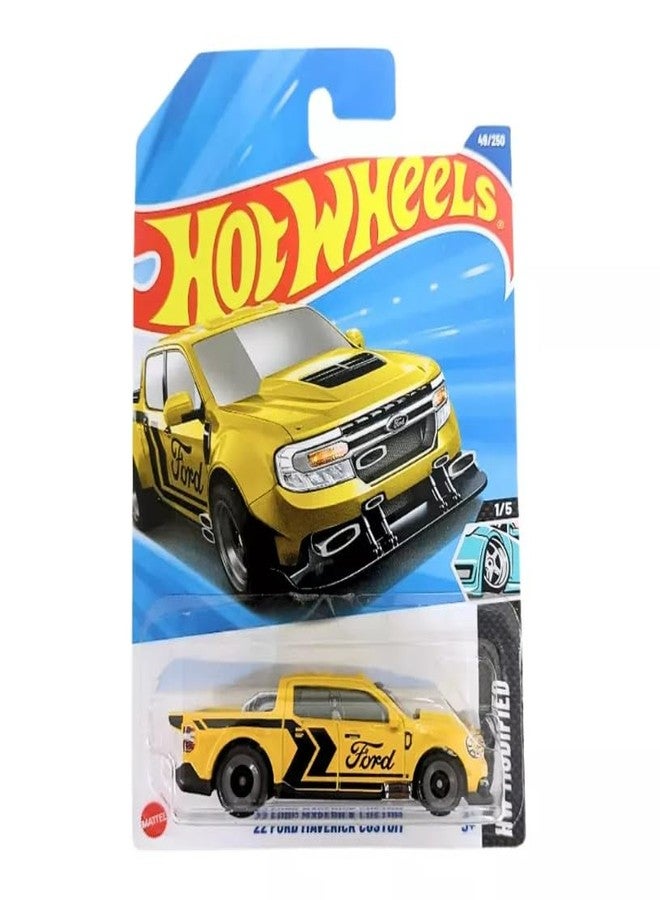 Hot Wheels Ford Maverick Custom 2022, HW Modified Series 1/5, 1:64 Scale Diecast, Yellow Truck, Collectible, Custom Modifications - Image 1