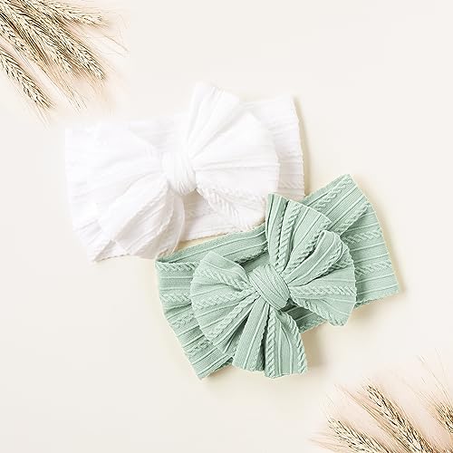Niceye Handmade Baby Headbands Soft Stretchy Nylon Hair Bands with Bows for Newborn Infant Baby Toddler - Image 3