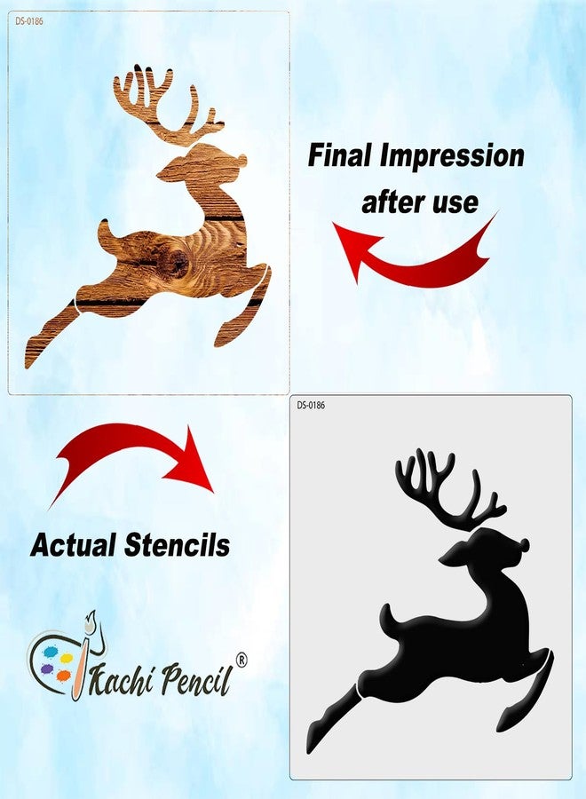 KACHI PENCIL استنسل رودولف من كاشي بنسل للرسم الحرفي، وسجل القصاصات |، مقاس 6x6 بوصة، استنسلات قابلة لإعادة الاستخدام للرسم على الجدران والأقمشة والخشب ومشاريع الفنون اليدوية - Image 4