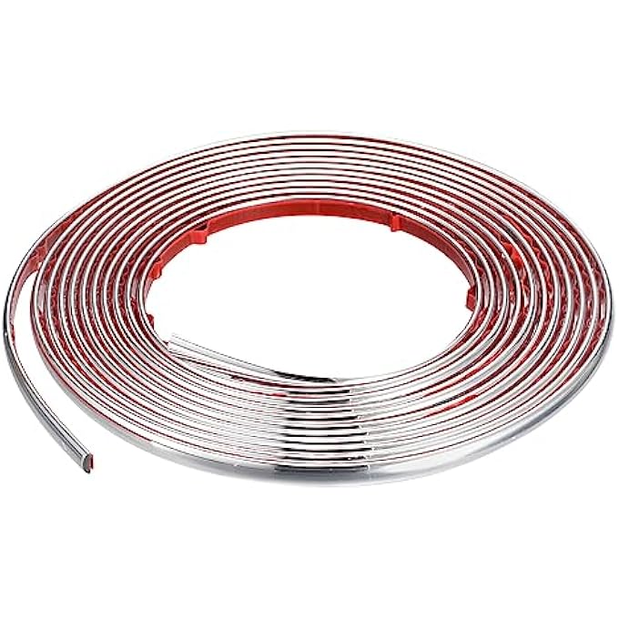 FLEXIBLE MOLDING TRIM SELF ADHESIVE, 10FT X 0.31INCH PEEL AND STICK METALLIC MIRROR FRAME, PVC METAL TRIM MOLDING FOR WALL, CAR, MIRROR, DOOR, WARDROBE, HOME DECOR (SILVER) - Image 1