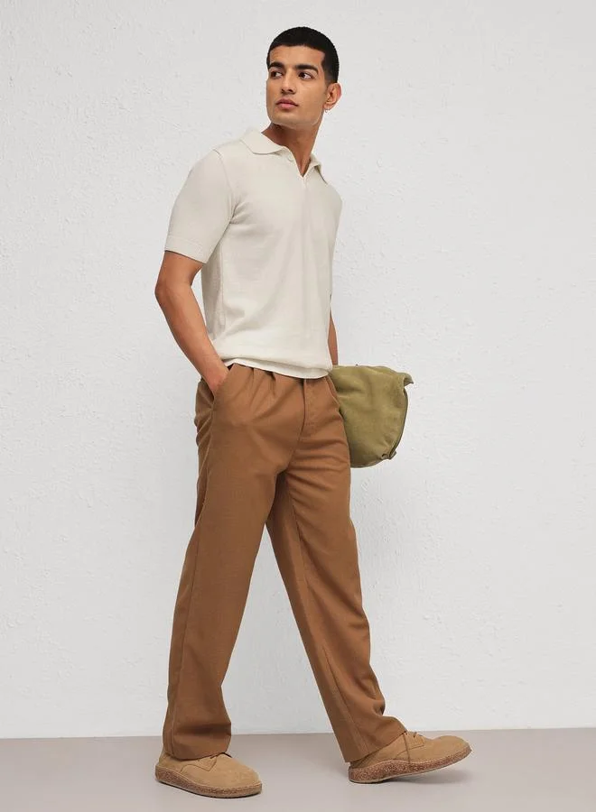 ساسافراس Men Off White Relaxed Fit Knitted Polo T-Shirt