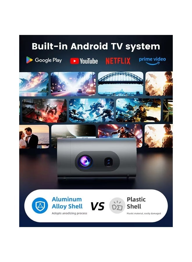 بلو فاير مشروع ذكي بنظام أندرويد 13، سطوع 400 لومن ANSI | تركيز تلقائي وتصحيح ميل | دقة أصلية 1080P كاملة الدقة ويدعم 4K | واي فاي 6 ومعالج رباعي النواة | مشروع محمول لسينما المنزل والألعاب للاستخدام الداخلي والخارجي - Image 3