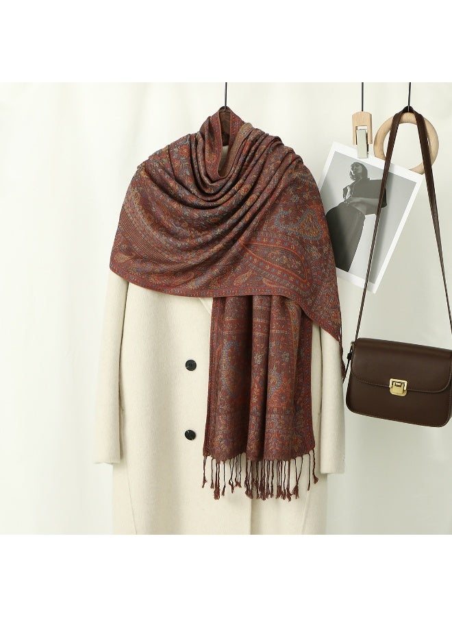 Vintage Paisley Pashmina Hijab Scarf with Tassels