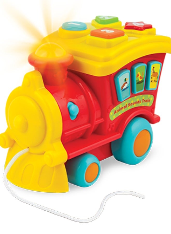Winfun Animal Sounds Train â€“ Interactive Musical Toy with Light-Up Engine & Animal Noises | Push-Along Toy with Lights, Melodies & Farm Animal Sounds | Early Learning | For Infant Ages 6 Months+ - Image 1